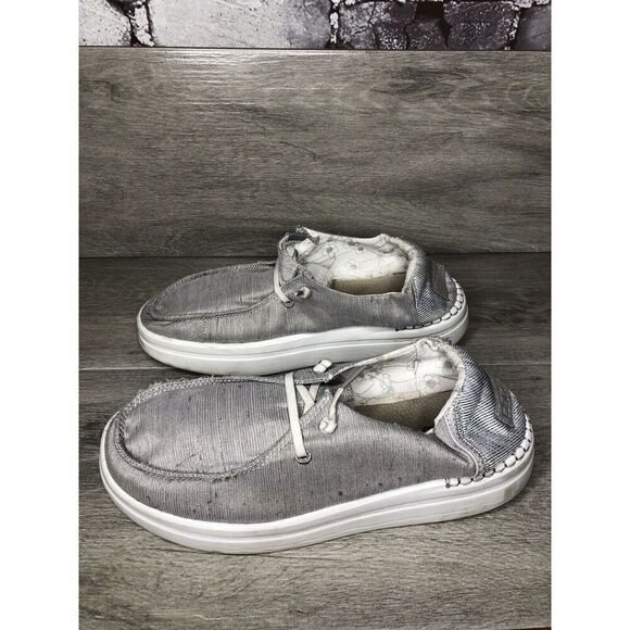 Hey Dude Wendy Rise Sox Stone White Textile Slip On Comfort Shoes Women 8M US/39 - Picture 8 of 16